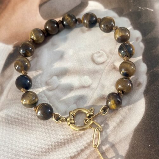 Gemstone armband / bruin-mêlée