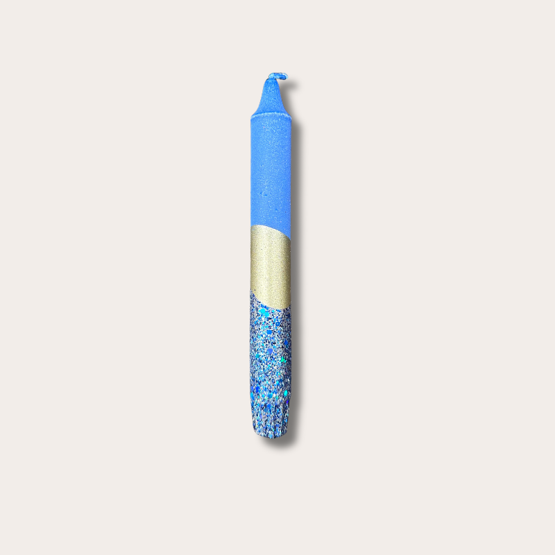 Kaars - Essence - Blauw/goud glitter overloop