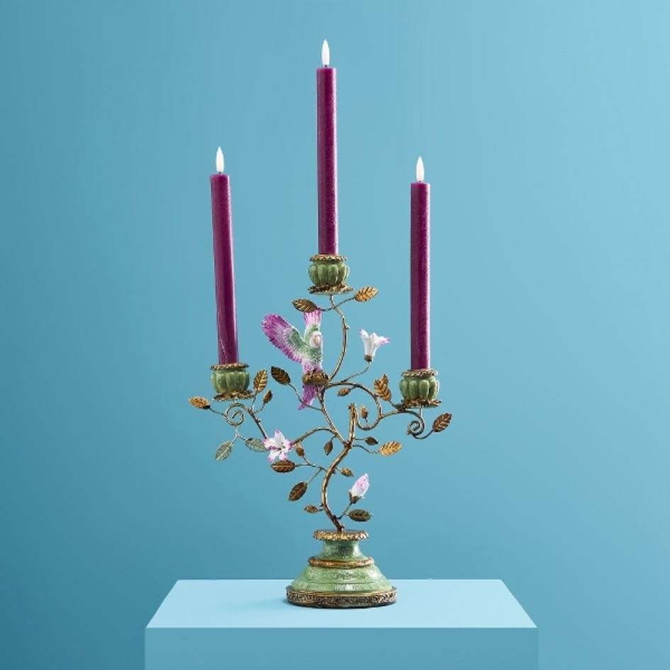 Kandelaar - papegaai, groen/ goud