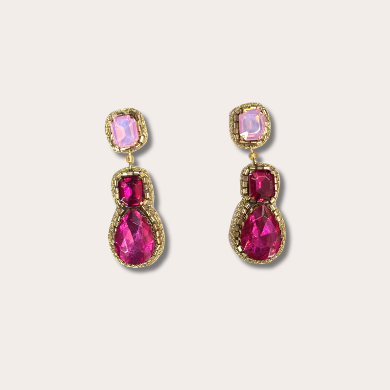 Oorbellen - Triple Drop - Roze