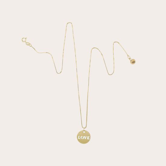 Ketting met rond LOVE hangertje - 18 inch