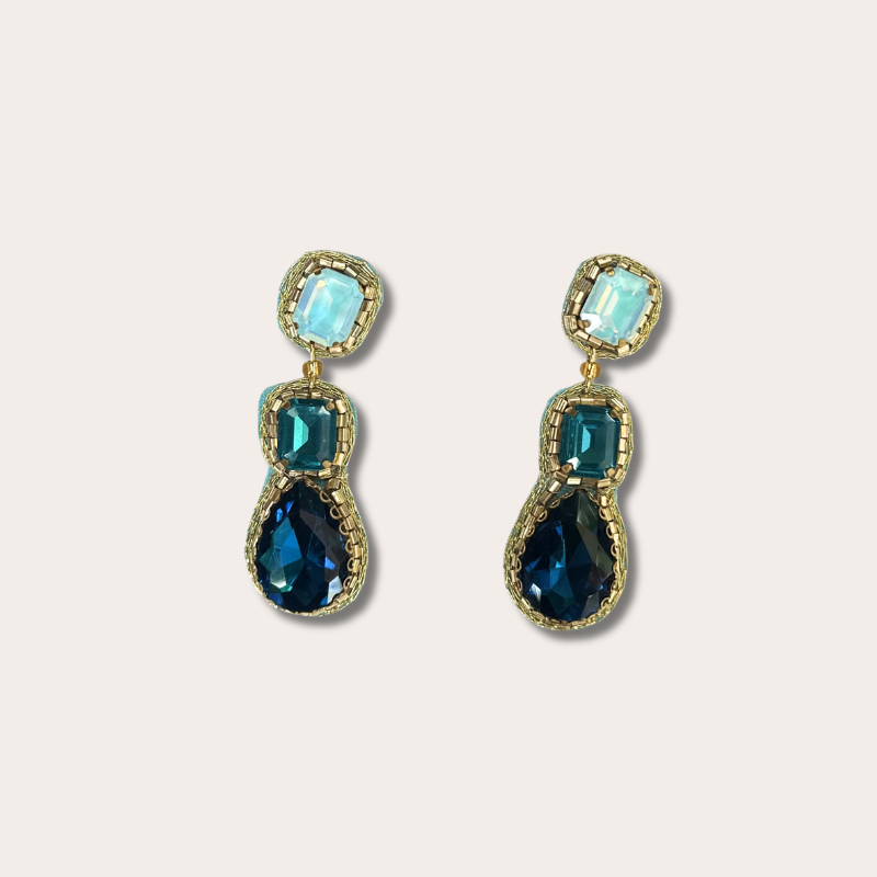Oorbellen - Triple Drop - Blauw