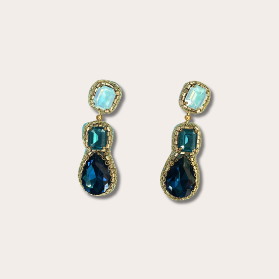 Oorbellen - Triple Drop - Blauw