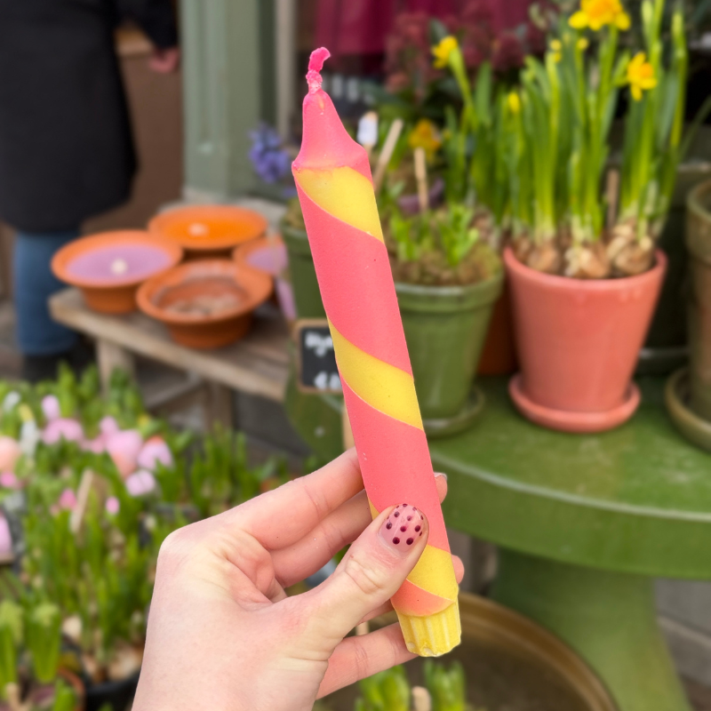 Kaars - Essence - roze/geel - spiraal