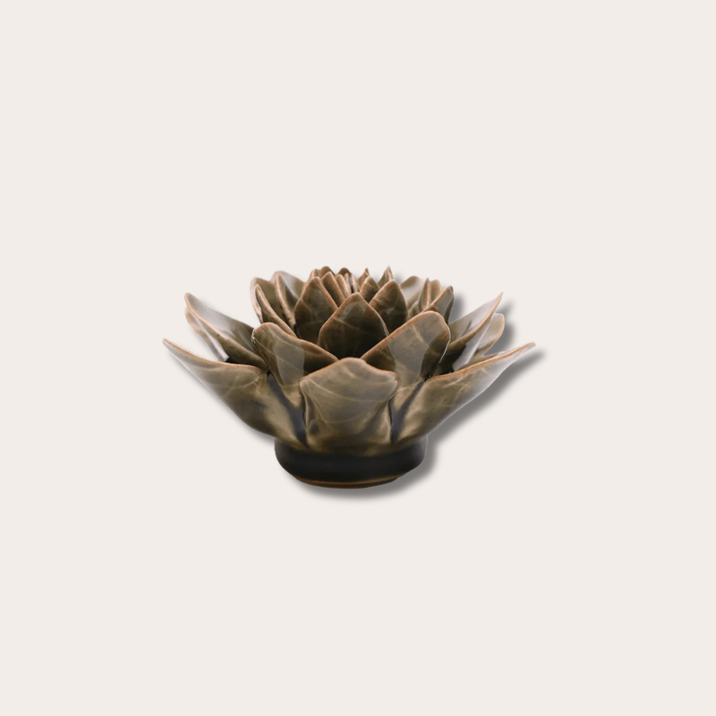 Keramieken bloem - Echeveria - Olijfgroen