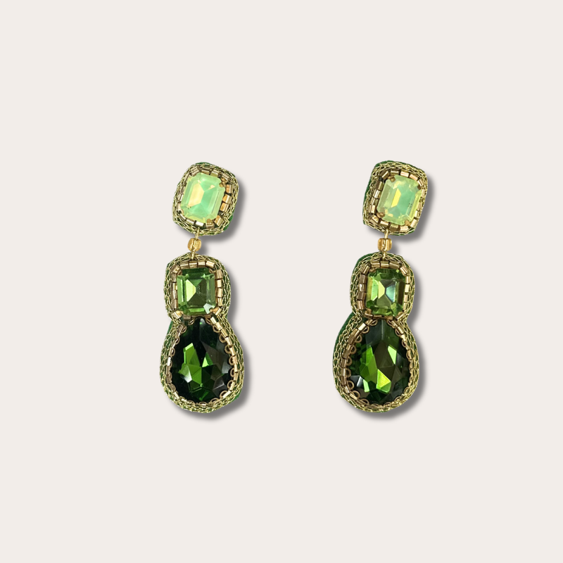 Oorbellen - Triple Drop - Groen
