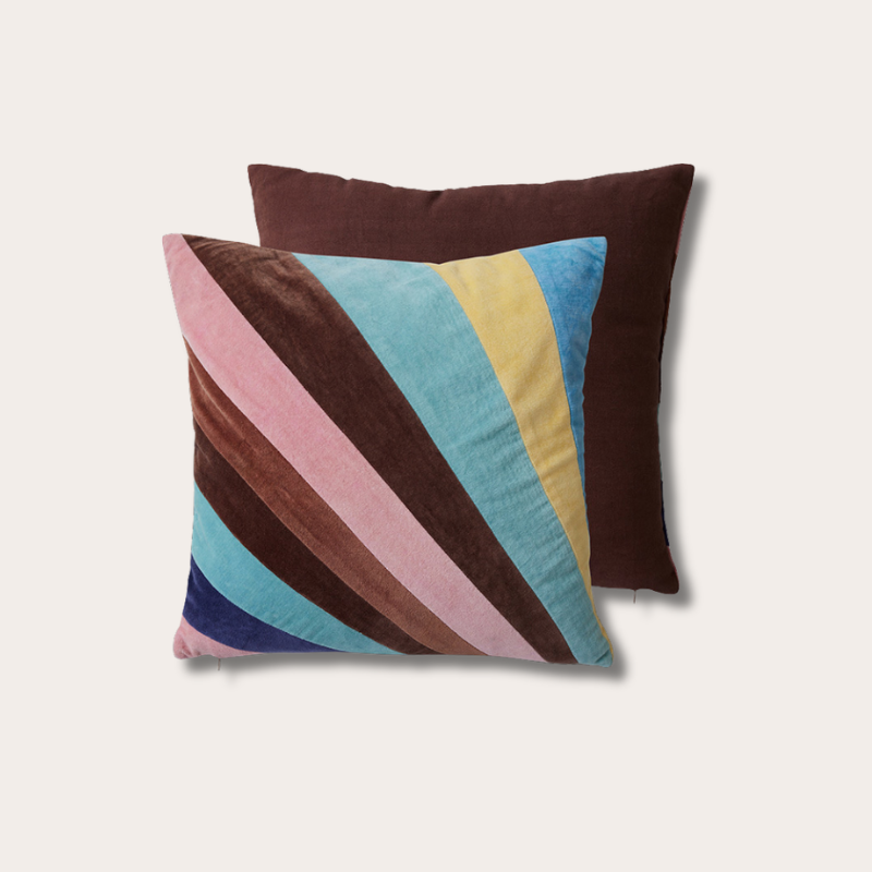 HKliving - Striped velvet cushion - Eventide