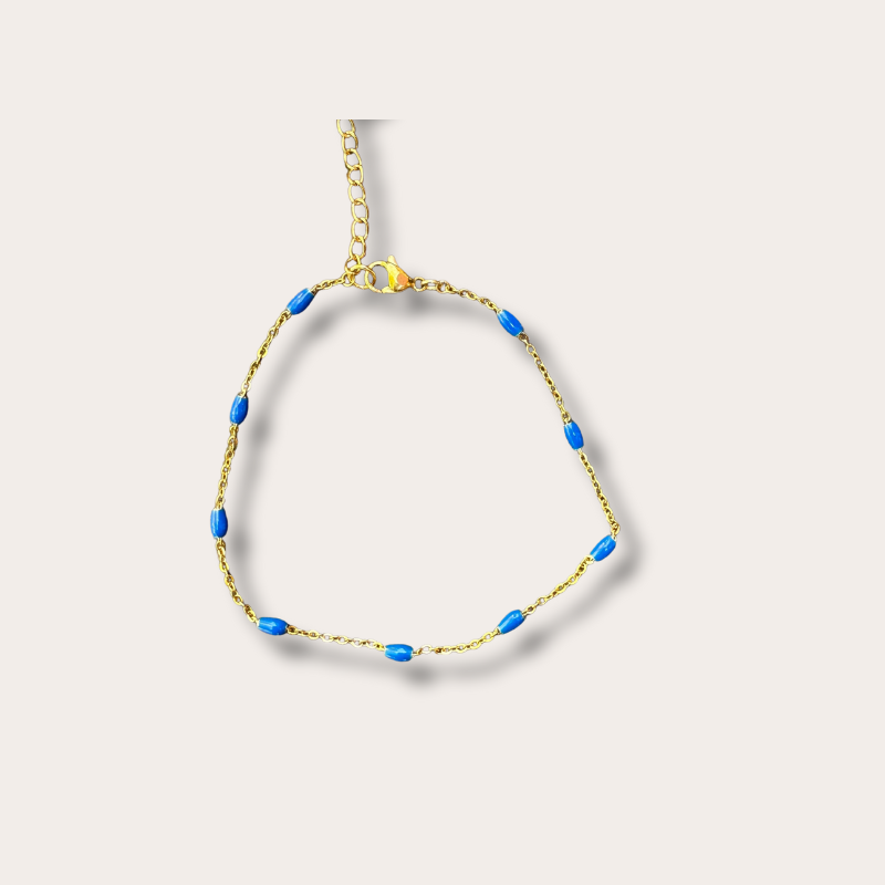 Verguld enkelbandje met emaille staafjes / more colours - Blauw