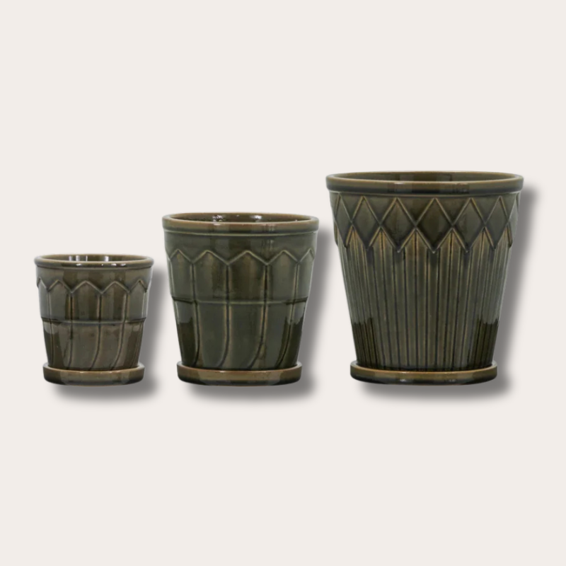 Pot met schotel - Cora - Groen