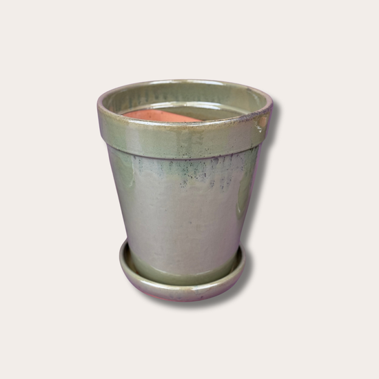 Geglazuurde potten met schotel - Groen