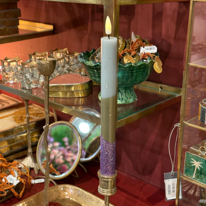 Ledkaars diner - groen - paarse glitter