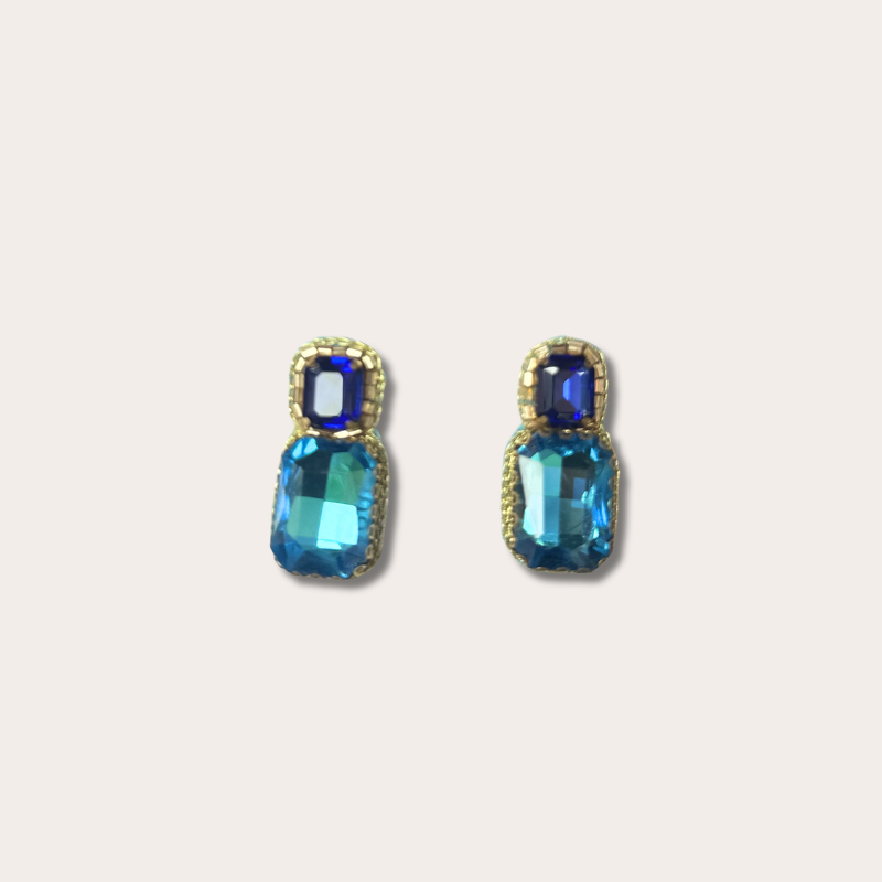Oorbellen - Double Drop - Blauw