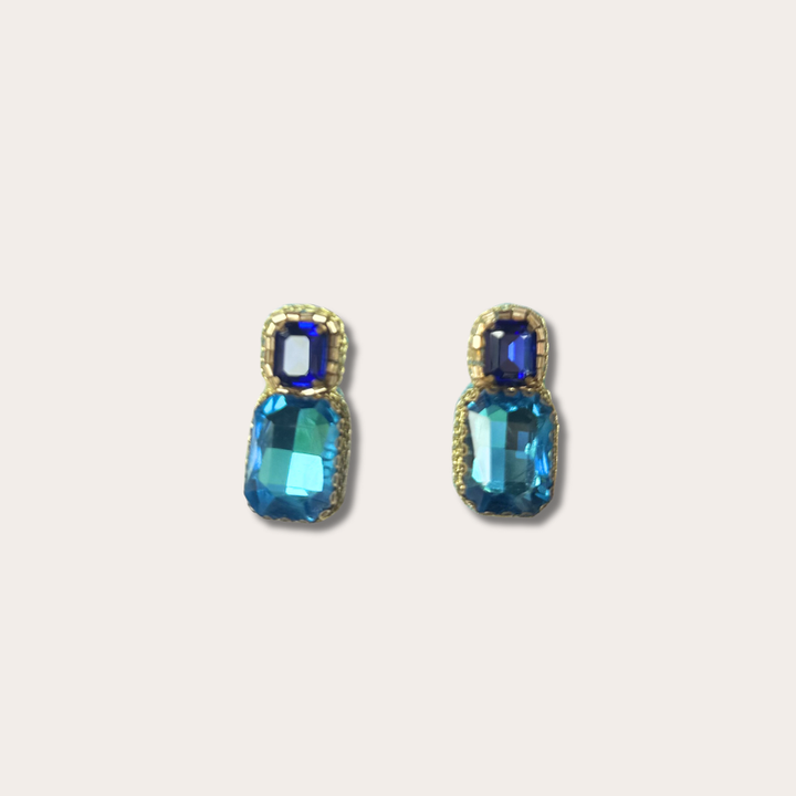 Oorbellen - Double Drop - Blauw