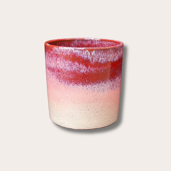 Geglazuurde pot - Cleo - Bordeaux/roze overloop