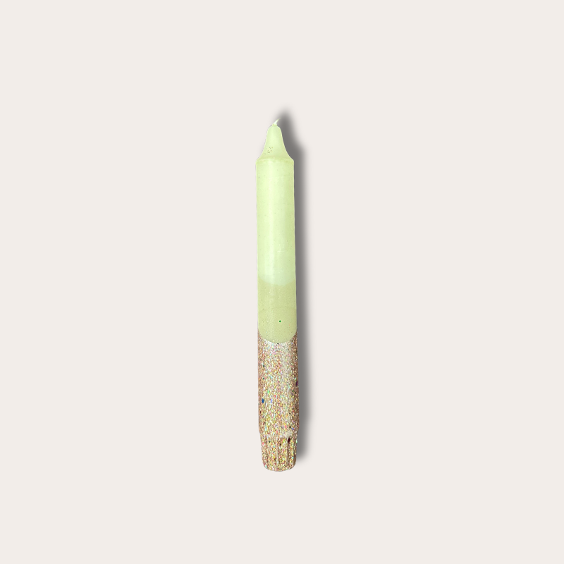Kaars - Essence - Groen/goud glitter overloop