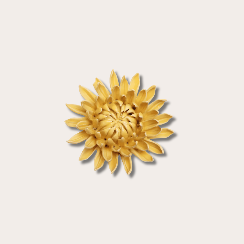 Keramieken bloem - Chrysant - Geel
