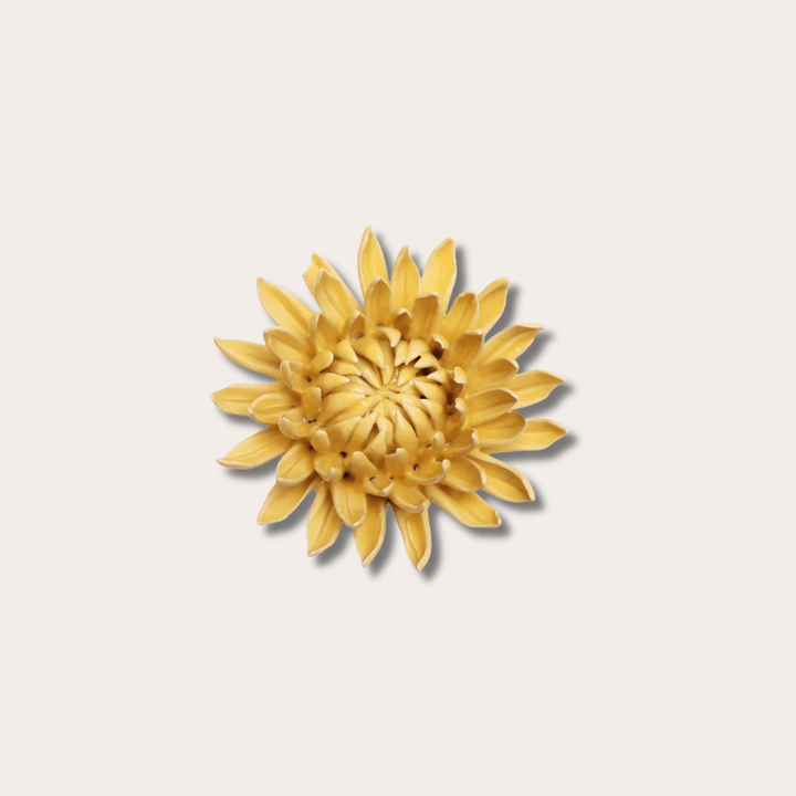 Keramieken bloem - Chrysant - Geel