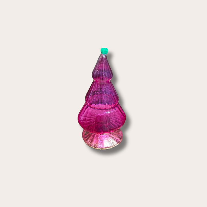 Decoratie kerstboom - Roze met gouden voet