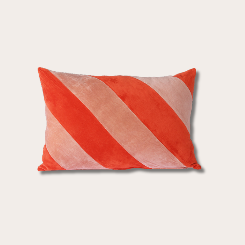 HKliving kussen - Striped velvet cushion red/ pink