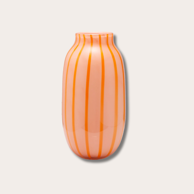 Vaas - Glas - Strepen - Oranje - M