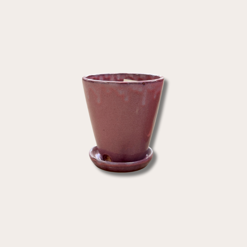 Geglazuurde pot met schotel - Abby - paars