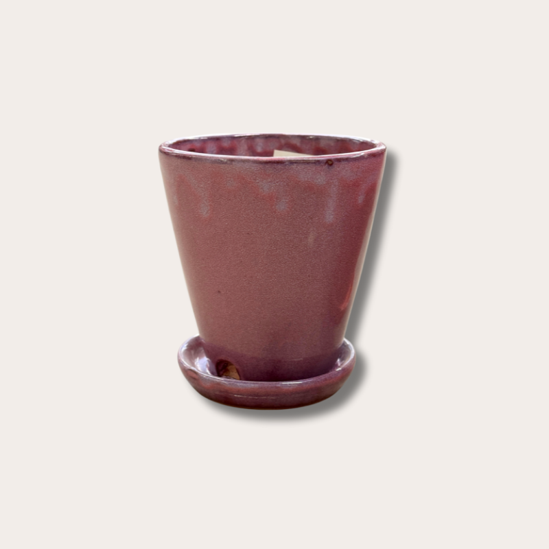 Geglazuurde pot met schotel - Abby - paars