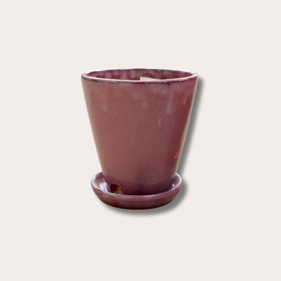 Geglazuurde pot met schotel - Abby - paars