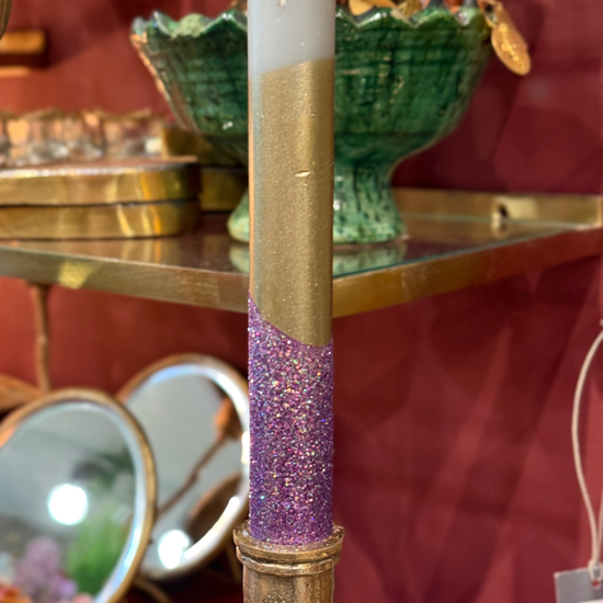 Ledkaars diner - groen - paarse glitter