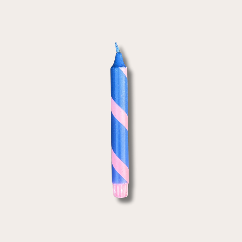 Kaars - Essence - donkerblauw/roze - spiraal