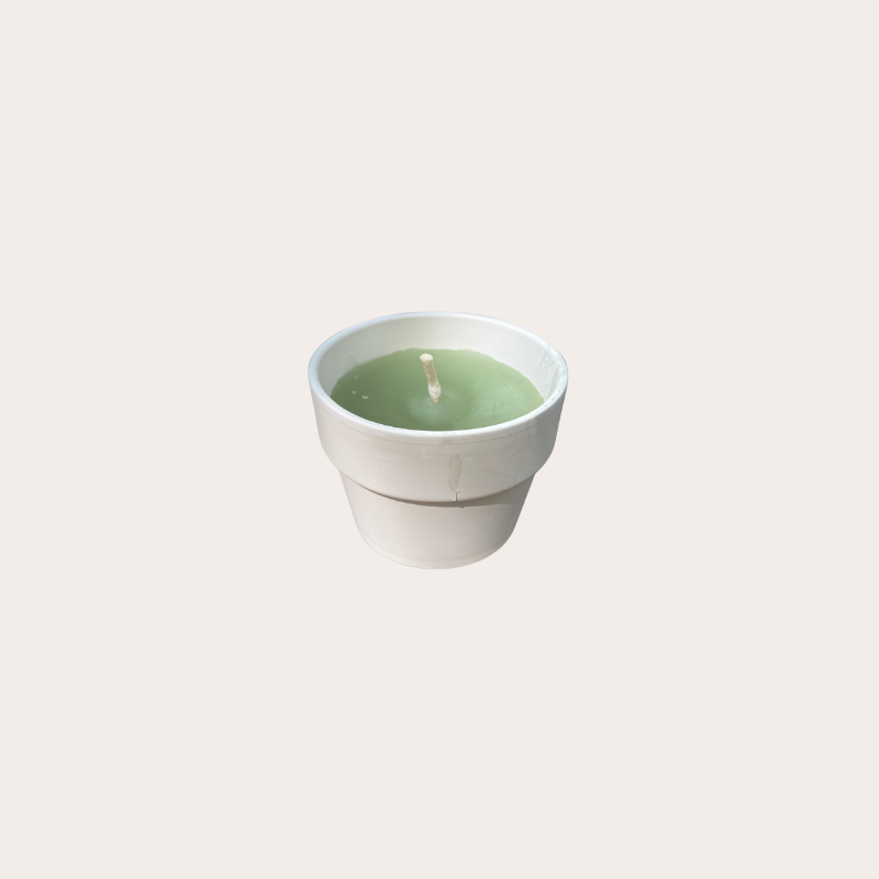 Buiten kaars -  creme terracotta pot S - Velvet Green