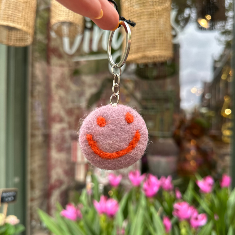 Sleutelhanger - Smiley - Rose