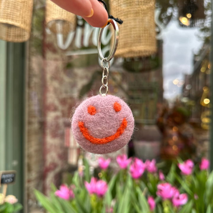 Sleutelhanger - Smiley - Rose