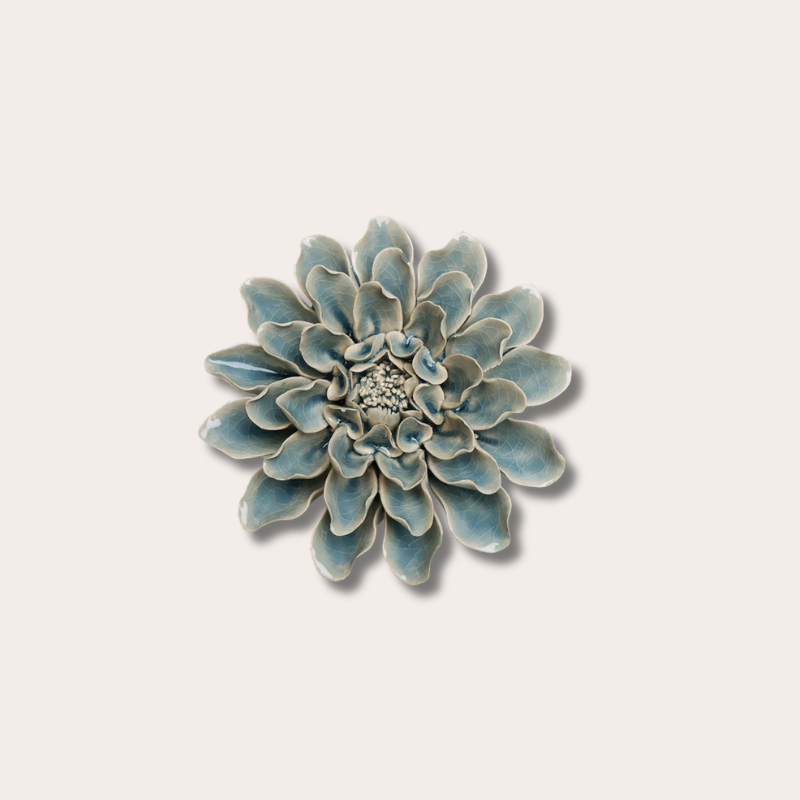 Keramieken bloem - Dahlia - Poederblauw