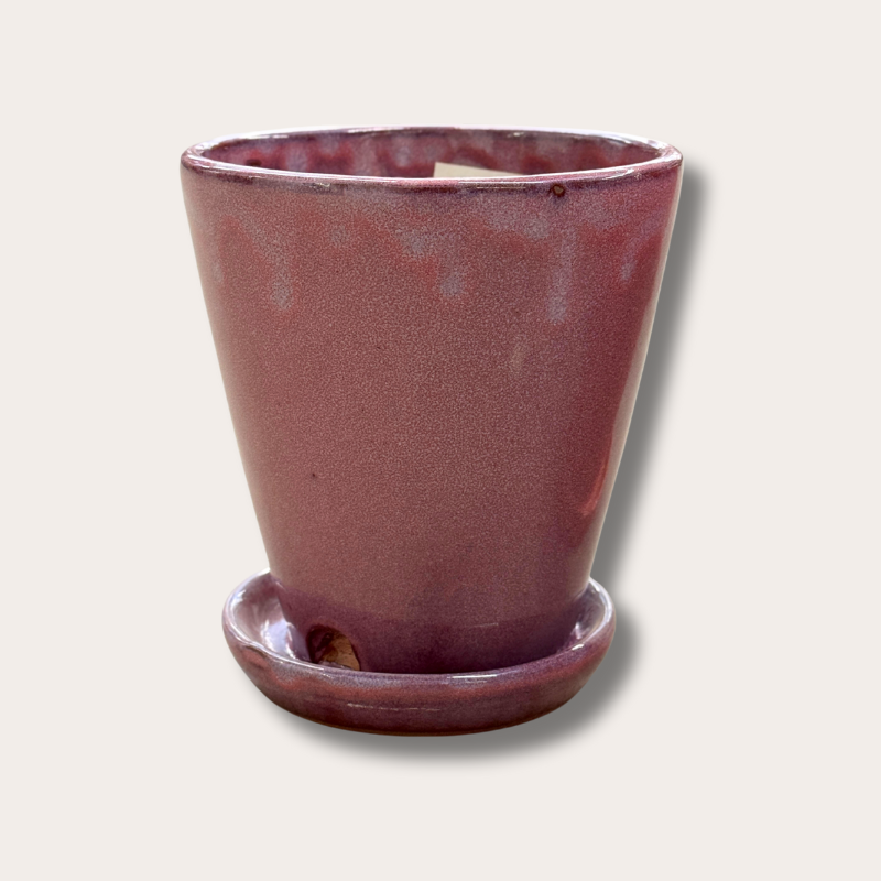 Geglazuurde pot met schotel - Abby - paars