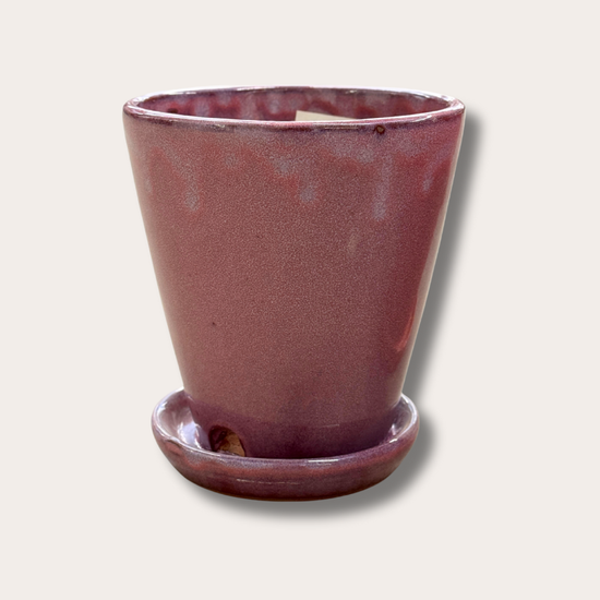 Geglazuurde pot met schotel - Abby - paars