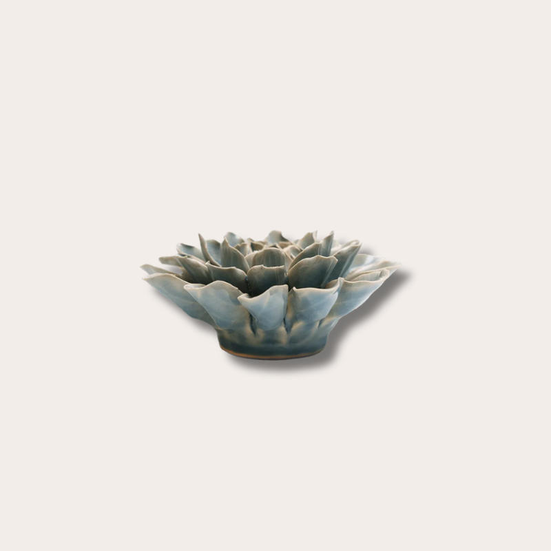 Keramieken bloem - Dahlia - Poederblauw