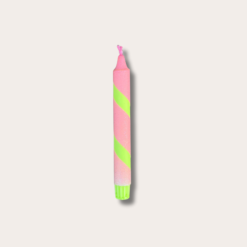 Kaars - Essence - roze/groen - spiraal