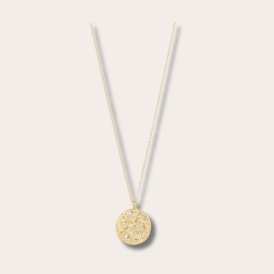 Ketting met gouden munt - steentjes