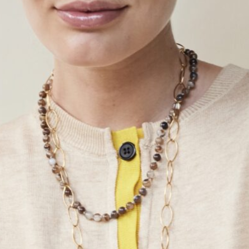 Fijne gemstone ketting / agaat-mêlée
