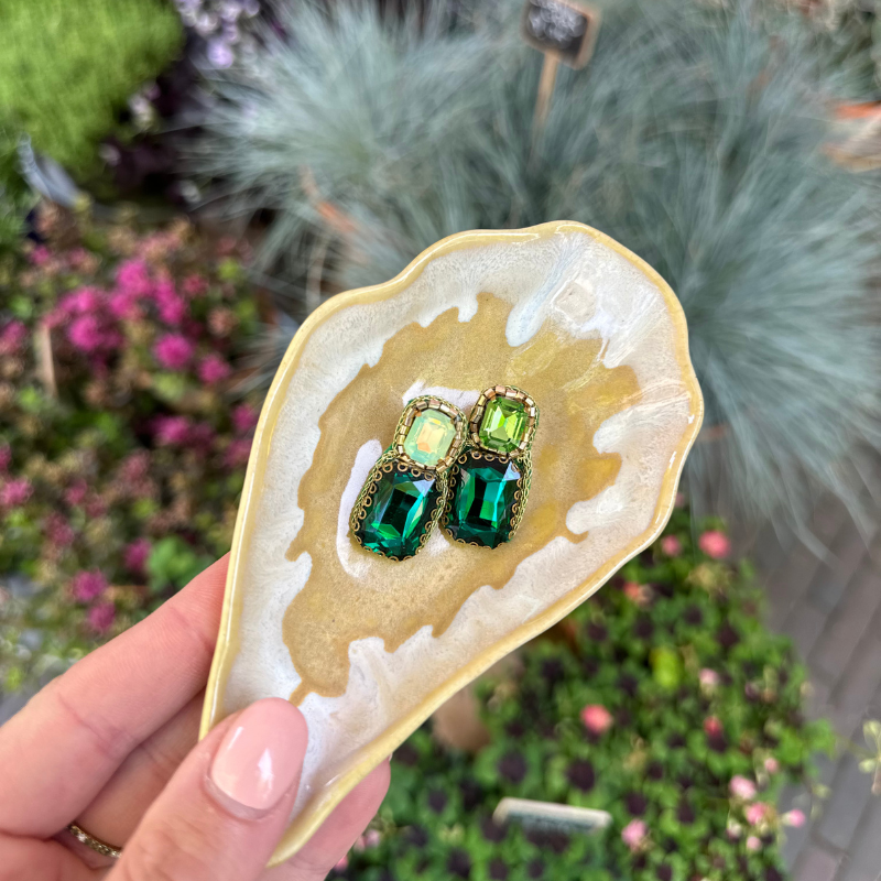 Oorbellen - Double Drop - Groen