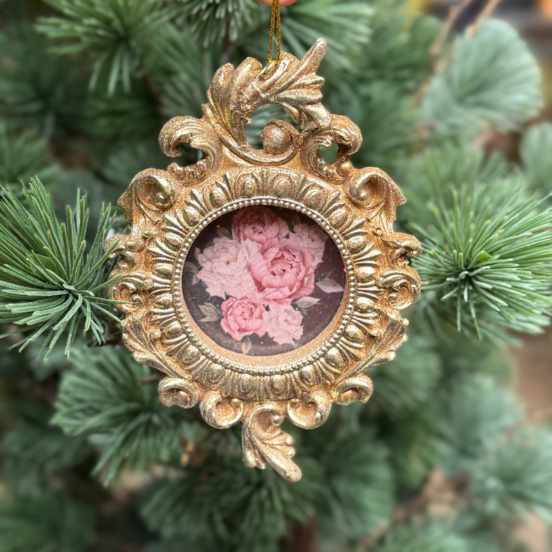 Kerstornament - Fotolijstje - Goud - Rond