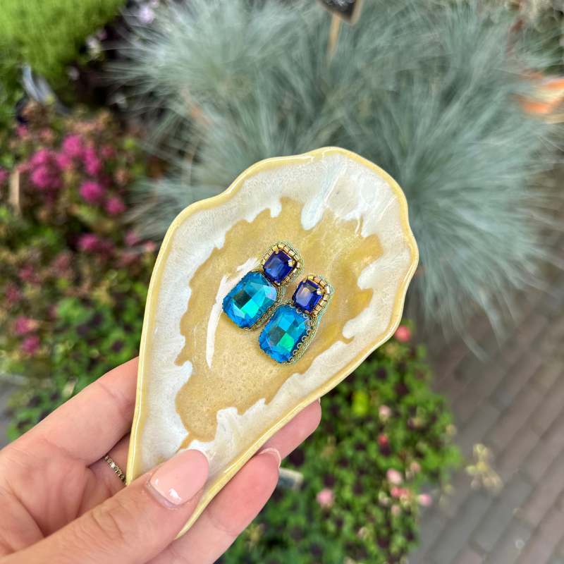 Oorbellen - Double Drop - Blauw