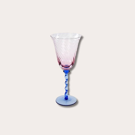 Wijn glas - blauw, roze