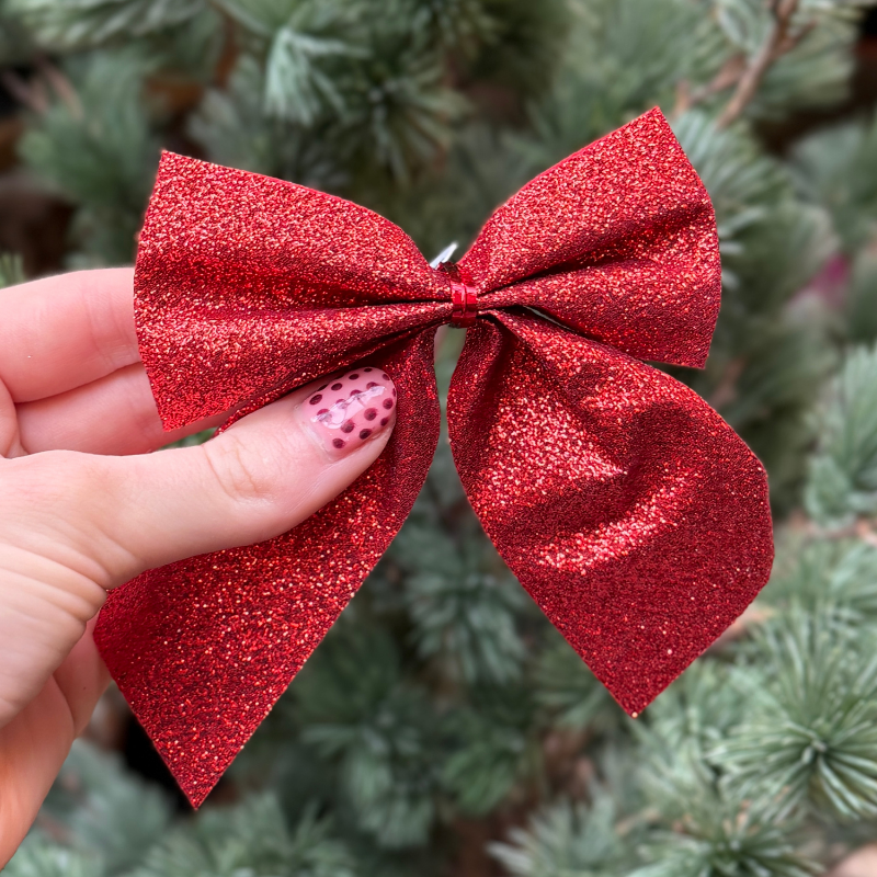 Decoratie strik - Glitter - Rood