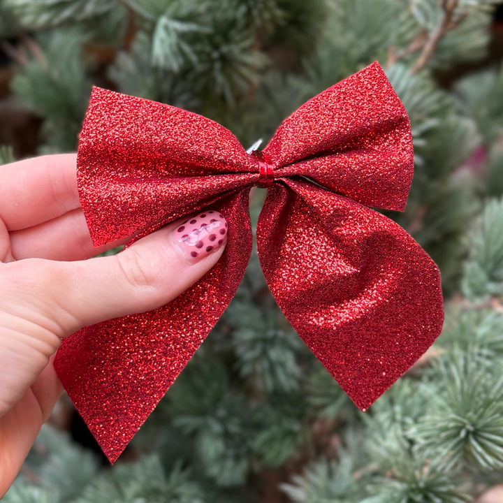 Decoratie strik - Glitter - Rood