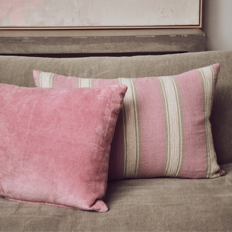 HKliving Woven striped cushion blush