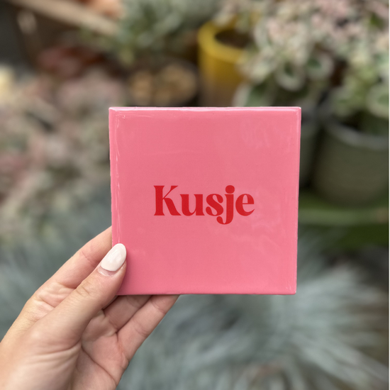 Tegeltje - Kusje - roze
