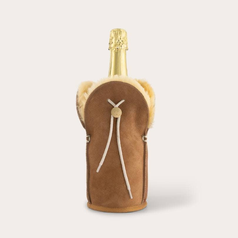 Wijnkoeler - camel, suede