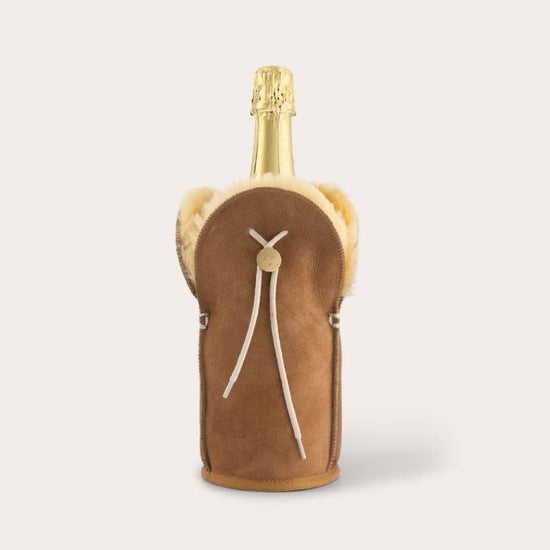 Wijnkoeler - camel, suede