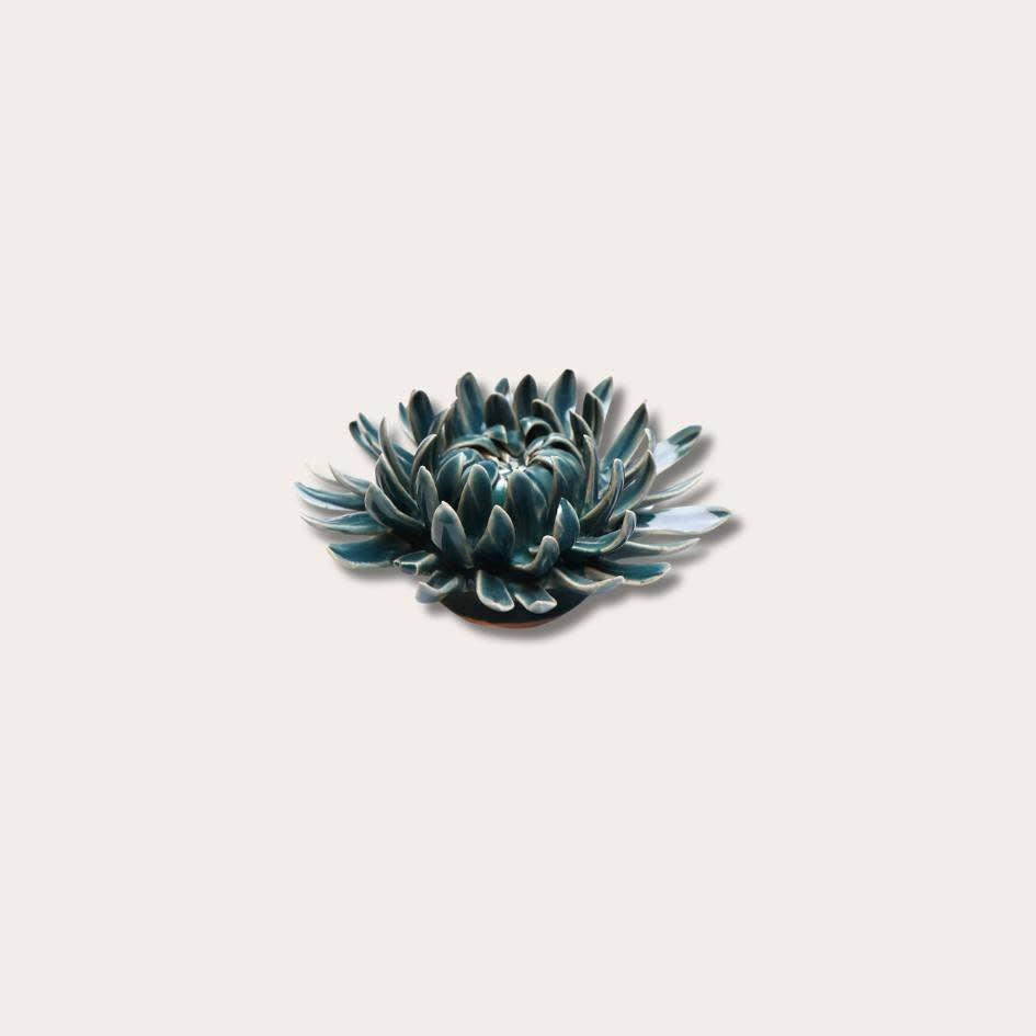 Keramieken bloem - donker blauw